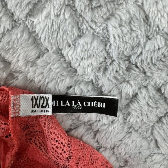Oh La La Cheri Plus Size Coral Sexy Lace Bodysuit Lingerie 1X/2X Women - Picture 5 of 14